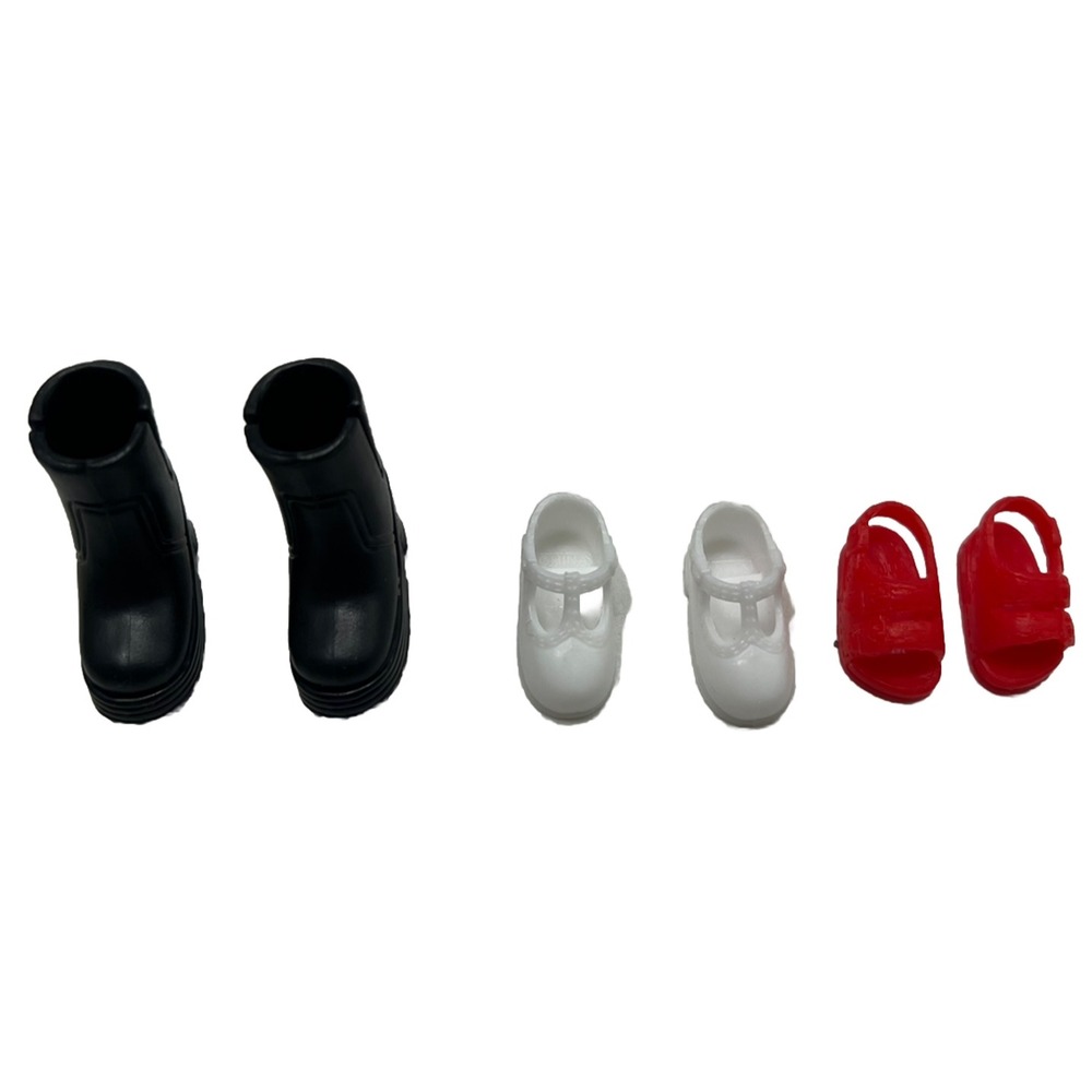 Vintage Barbie Shoes & Boots Lot of 3 Pair Red Black White